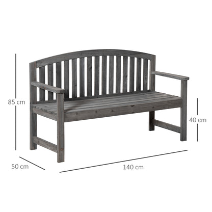Outsunny Banco De Jardín De 2 Plazas Madera Con Reposabrazos Carga 320 kg Gris_2