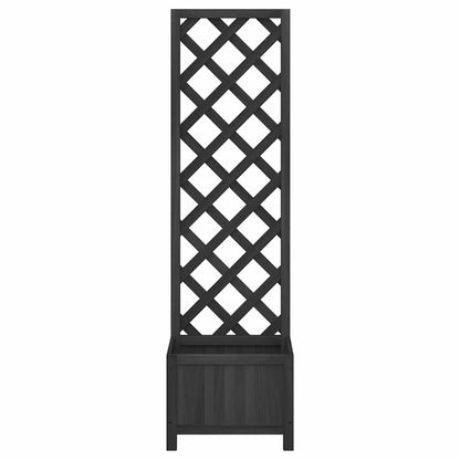 Jardinera Con Enrejado Negro 40x30x135 Cm Madera Maciza De Abeto_3