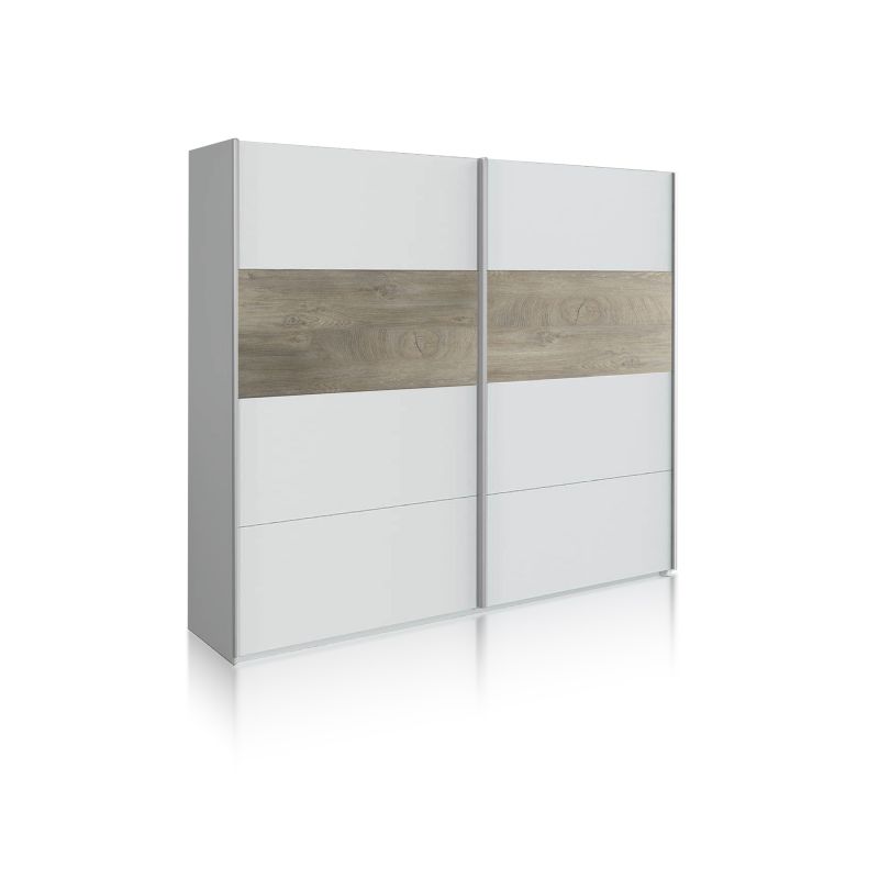 Armario Brike 180 2 Puertas Correderas Melamina, Blanco Artik, 180 X 200 X 60_0