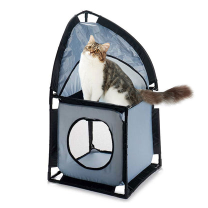 Torre Esquinera Para Gatos 69x35.5x35.5cm Metal Y Poliéster Gris_4