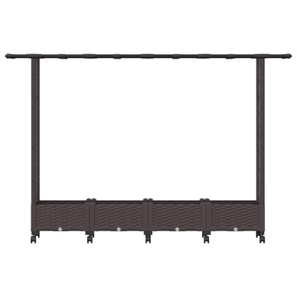 Cama Elevada Con Trellis Y Techo Marrón 203 X 40 X 127 Cm Pp_3