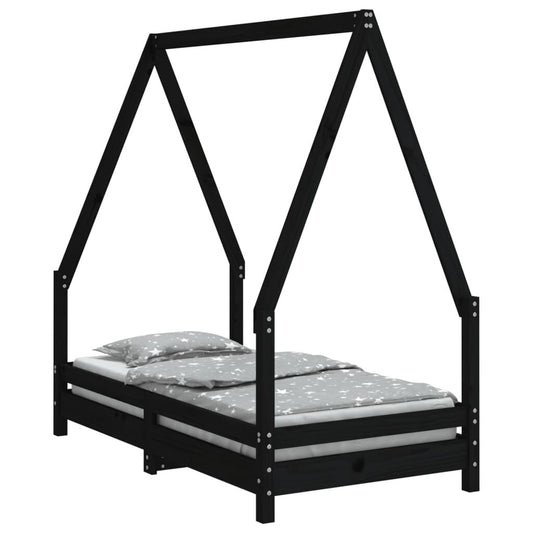 Vidaxl Estructura De Cama Para Niños Madera De Pino Negro 70x140 Cm_0