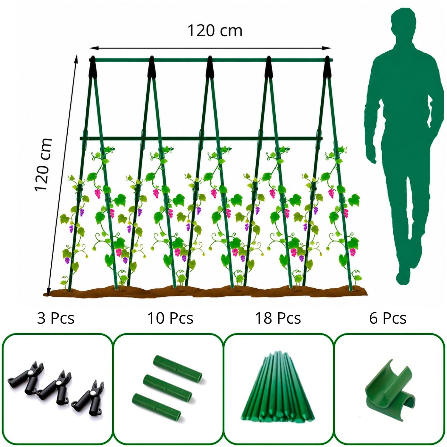 Soporte Enrejado Trepadoras 120x120 Cm Nyana Garden | Estructura En A | Huerto Y Jardín_0