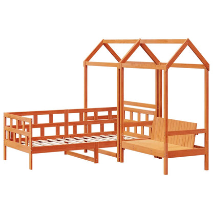 Sofá Cama Con Techo Madera Maciza Pino Marrón Cera 80x200 Cm_2