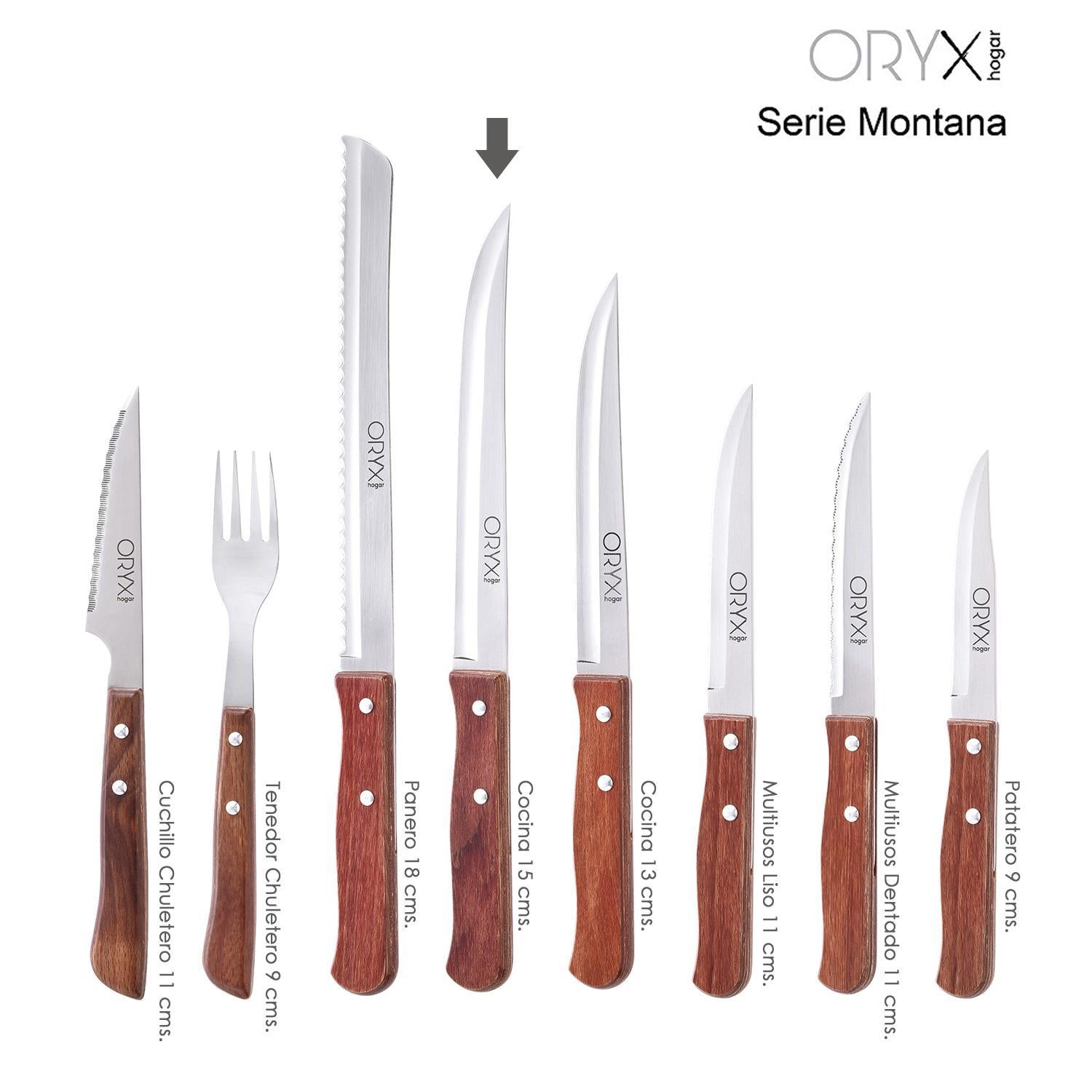 Cuchillo Montana Cocina Hoja Acero Inoxidable 15 Cm. Mango Madera_3
