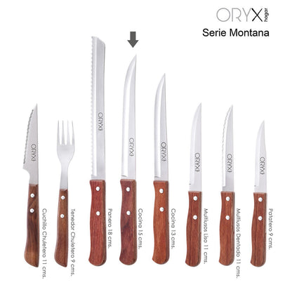 Cuchillo Montana Cocina Hoja Acero Inoxidable 15 Cm. Mango Madera_3