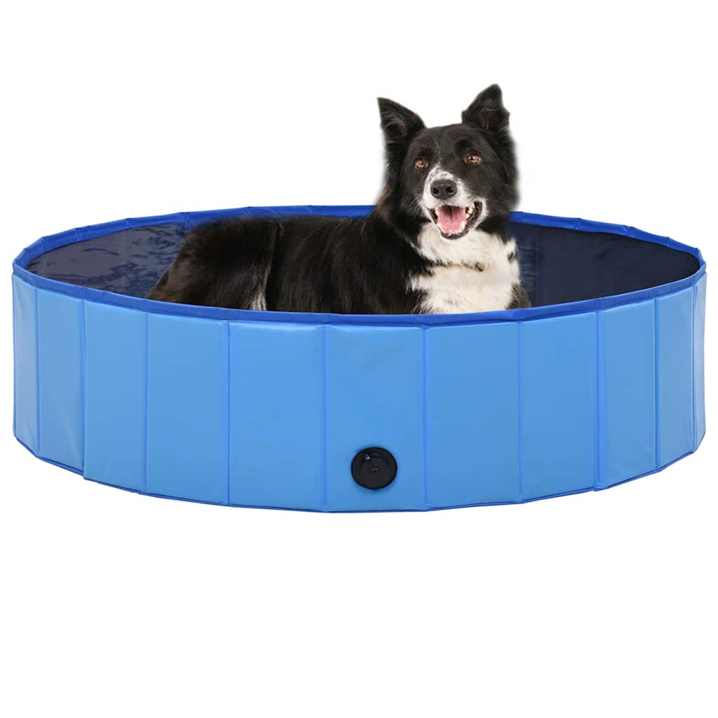 Piscina Para Perros Plegable Pvc Azul 120x30 Cm_1