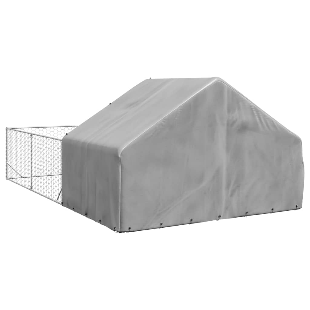 Caseta Perros Exterior Con Corral 6x3x1,9 M Acero Galvanizado_4