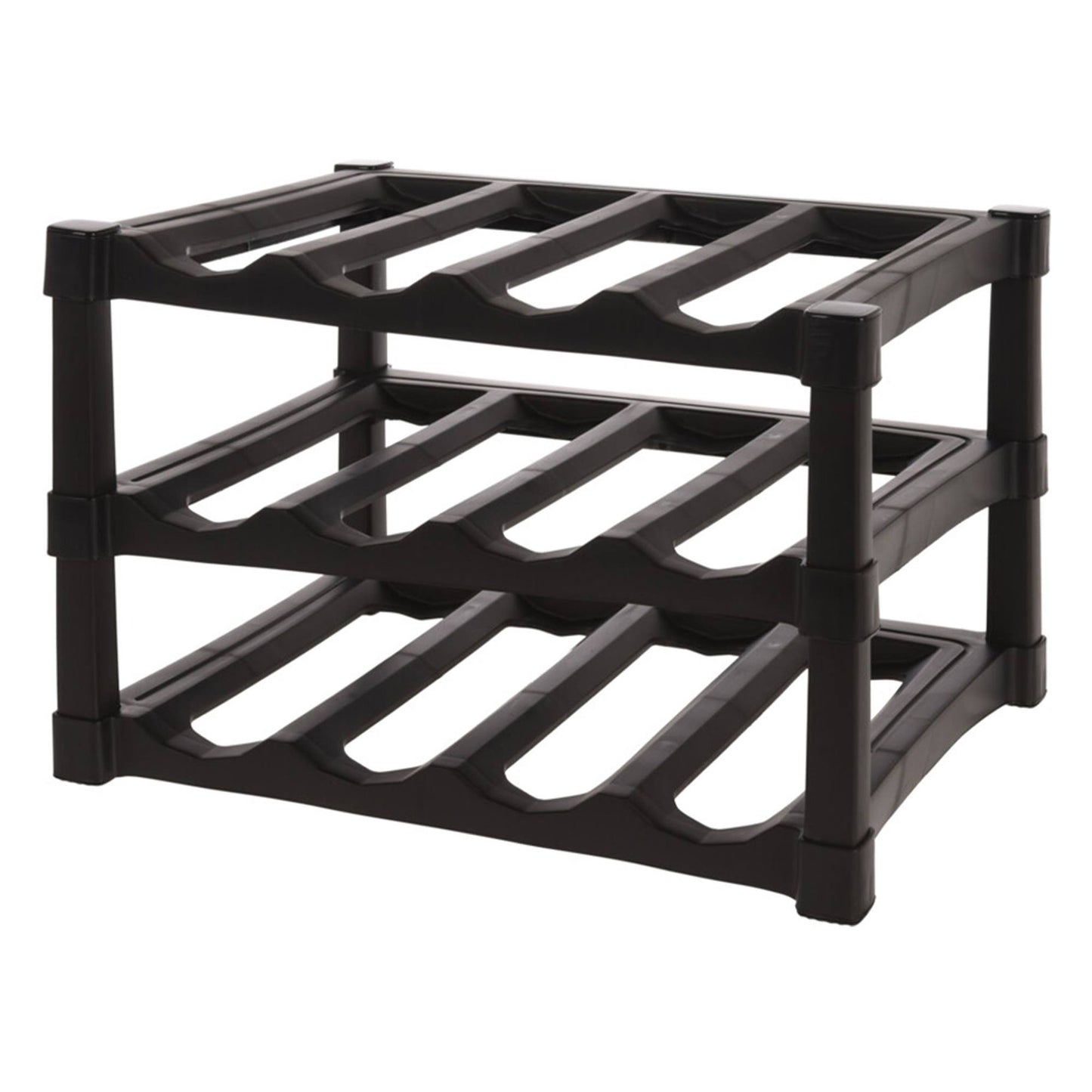 Well Home Botellero De 3 Capas Apilables De Pp En Color Negro Para 12 Botellas - 39x30xh25cm_0