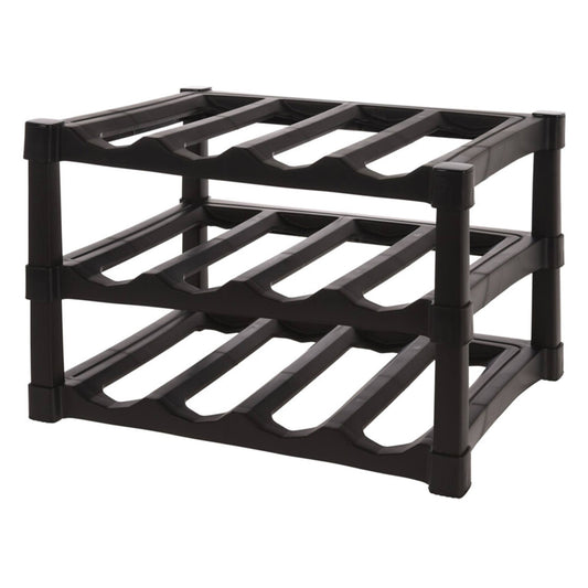 Well Home Botellero De 3 Capas Apilables De Pp En Color Negro Para 12 Botellas - 39x30xh25cm_0