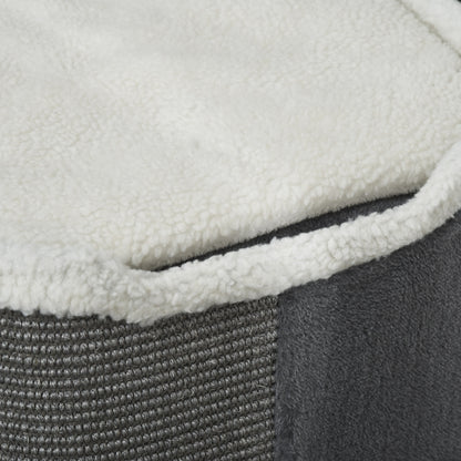 Pawhut Barril Rascador Para Gatos 74 Cm Con 3 Cuevas De Sisal Felpa Y Plataforma_3