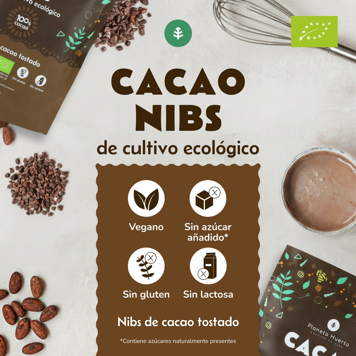 Nibs de cacau ECO Planeta Huerto 250 g