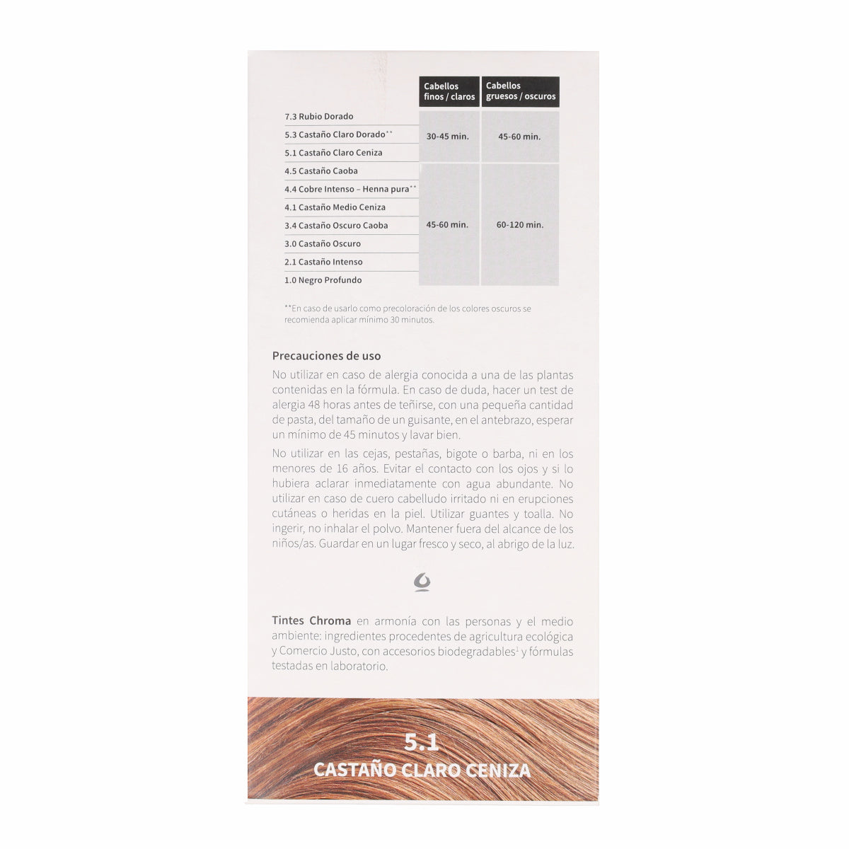 Tinte Chroma BIO Castaño Claro Ceniza 5.1 100 g