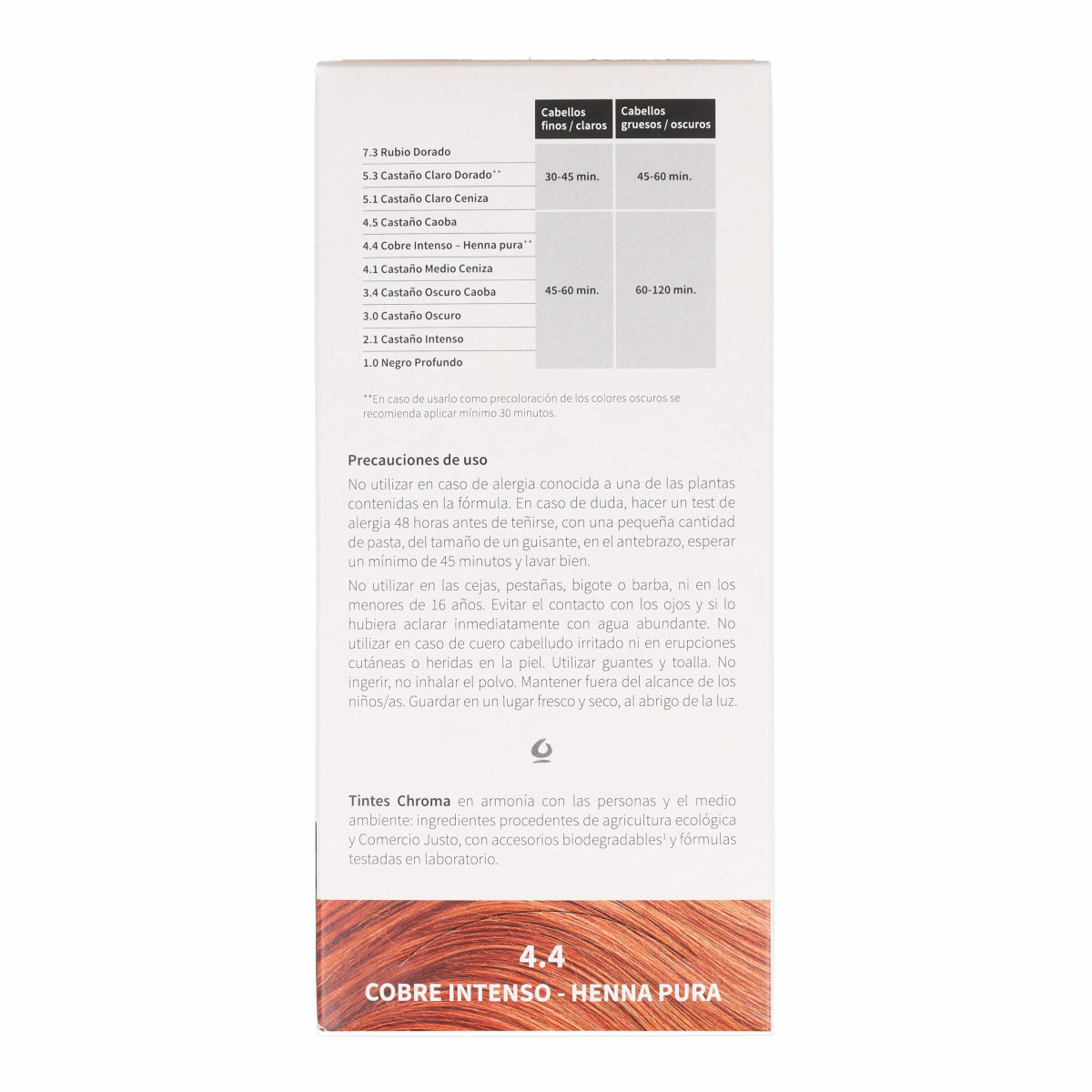 Tinte Chroma BIO Cobre Intenso - Henna pura 4.4 100 g