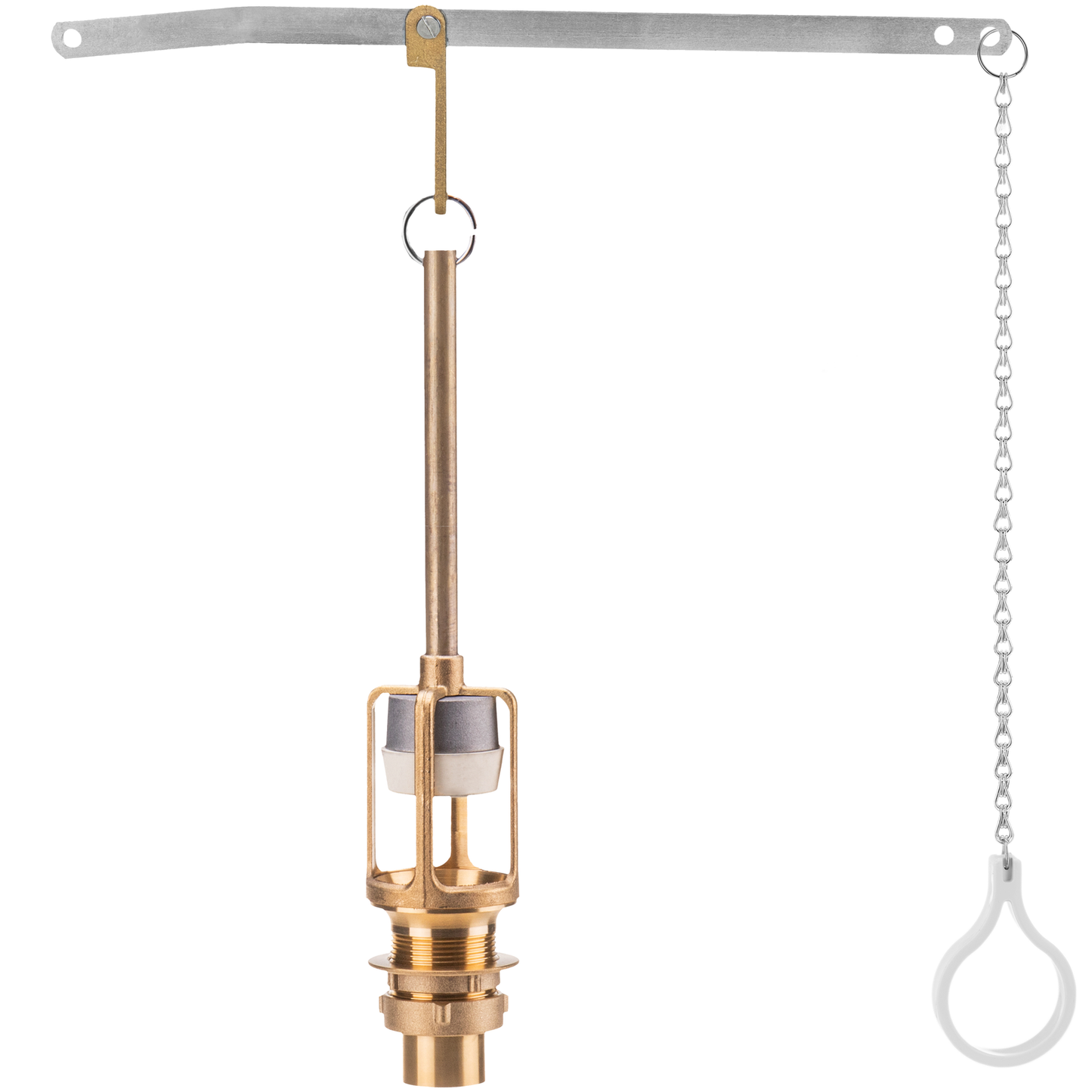 Tirador De Cisterna Para Wc Con Cadena Metálica Y Anilla Blanca_2