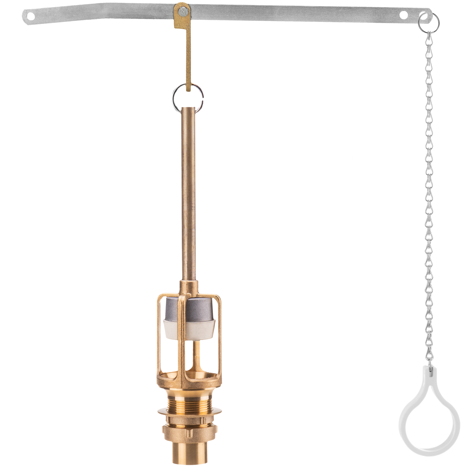 Tirador De Cisterna Para Wc Con Cadena Metálica Y Anilla Blanca_2