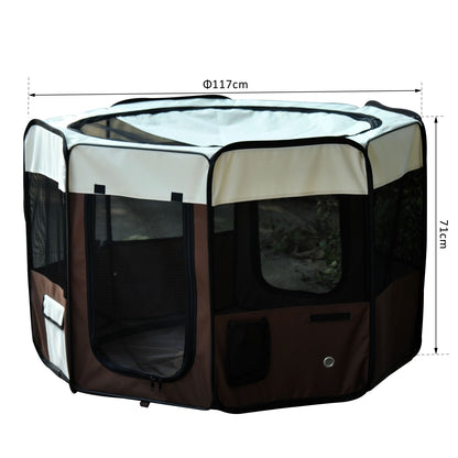 Pawhut Parque Para Mascotas Plegable 117x117x76cm Malla Transpirable_2