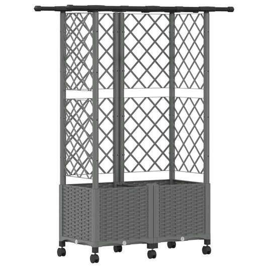 Cama Elevada Con Trellis Y Techo Gris Claro 124 X 40 X 142 Cm_0