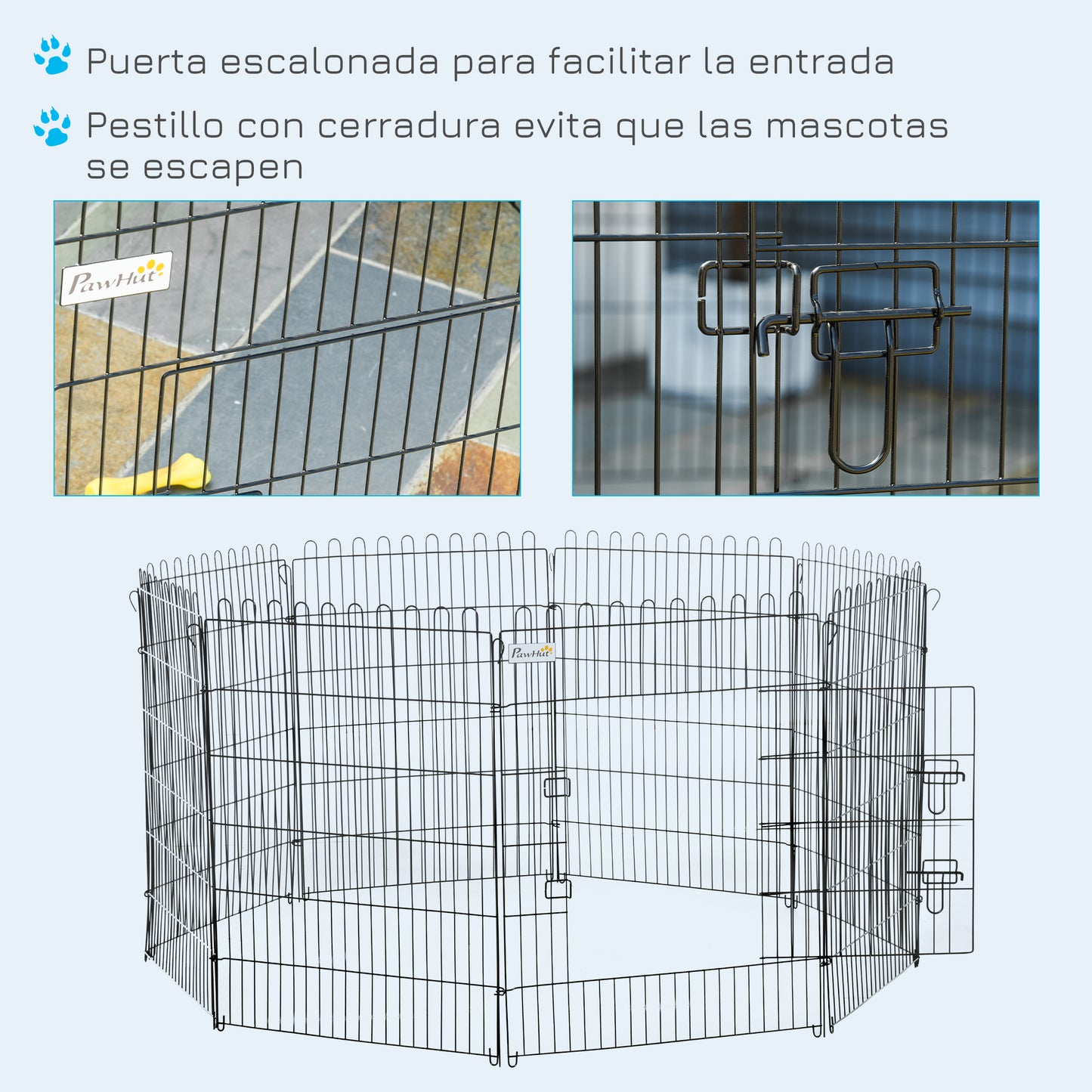 Pawhut Parque Perros Plegable Cerca Entrenamiento Mascotas 8 Vallas 71x91,5cm_5