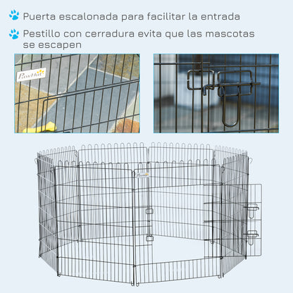 Pawhut Parque Perros Plegable Cerca Entrenamiento Mascotas 8 Vallas 71x91,5cm_5