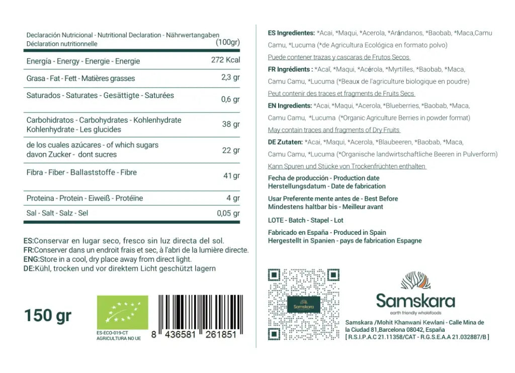 Superfrutos Rojos En Polvo Bio - 150g | Fruta Deshidratada Ecológica, Snack Vegano Natural Sin Azúcares Añadidos_2