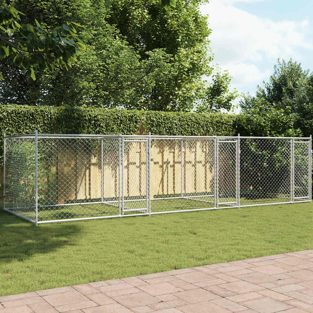 Jaula De Perros Con Puertas Acero Galvanizado Gris 6x2x1,5 M_1