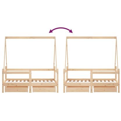 Estructura De Cama Para Niños Con Cajones Madera Pino 70x140 Cm / Vetonek_1