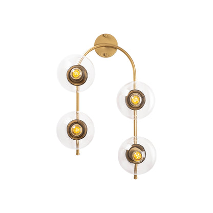 Aplique De Pared Curvo, 4 Transparentes, Metal , Oro Brillante, 40x26x62, Casquillo 4 X E14 Max 15 W_2