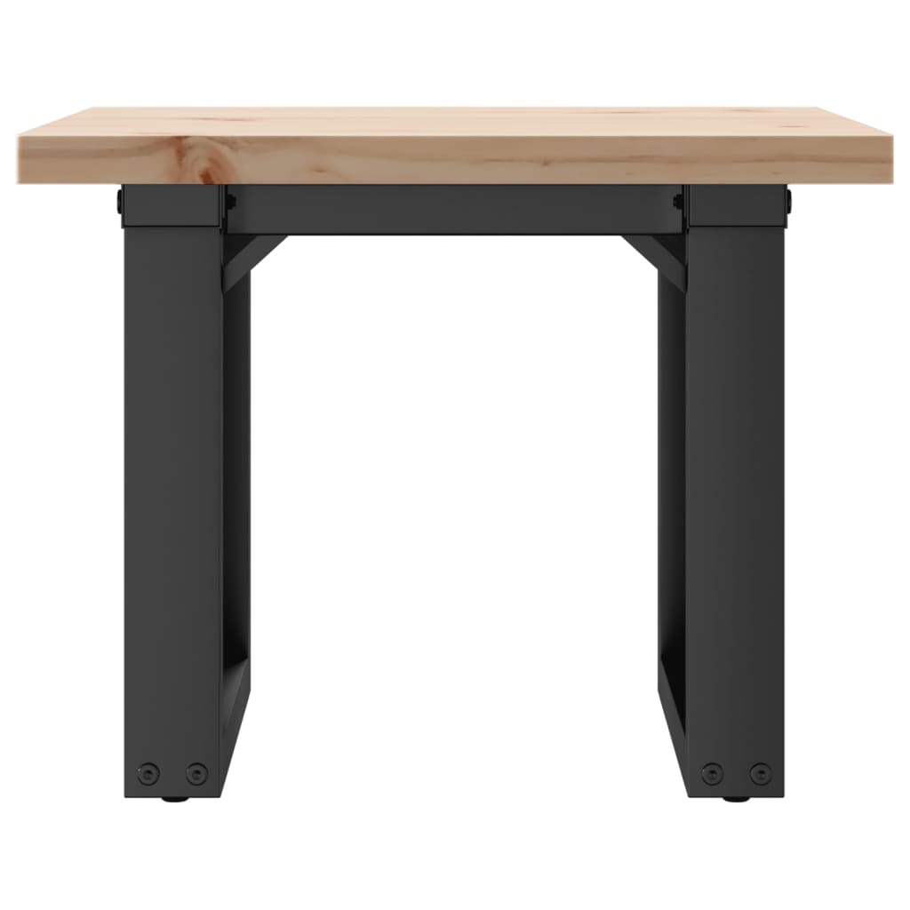 Mesa De Centro Marco O Madera Maciza Pino Y Acero 50x50x35,5 Cm_2