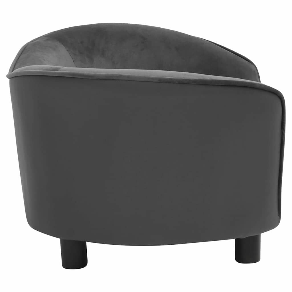 Vidaxl Sofá Para Perros Felpa Y Cuero Sintético Gris Oscuro 69x49x40 Cm_3
