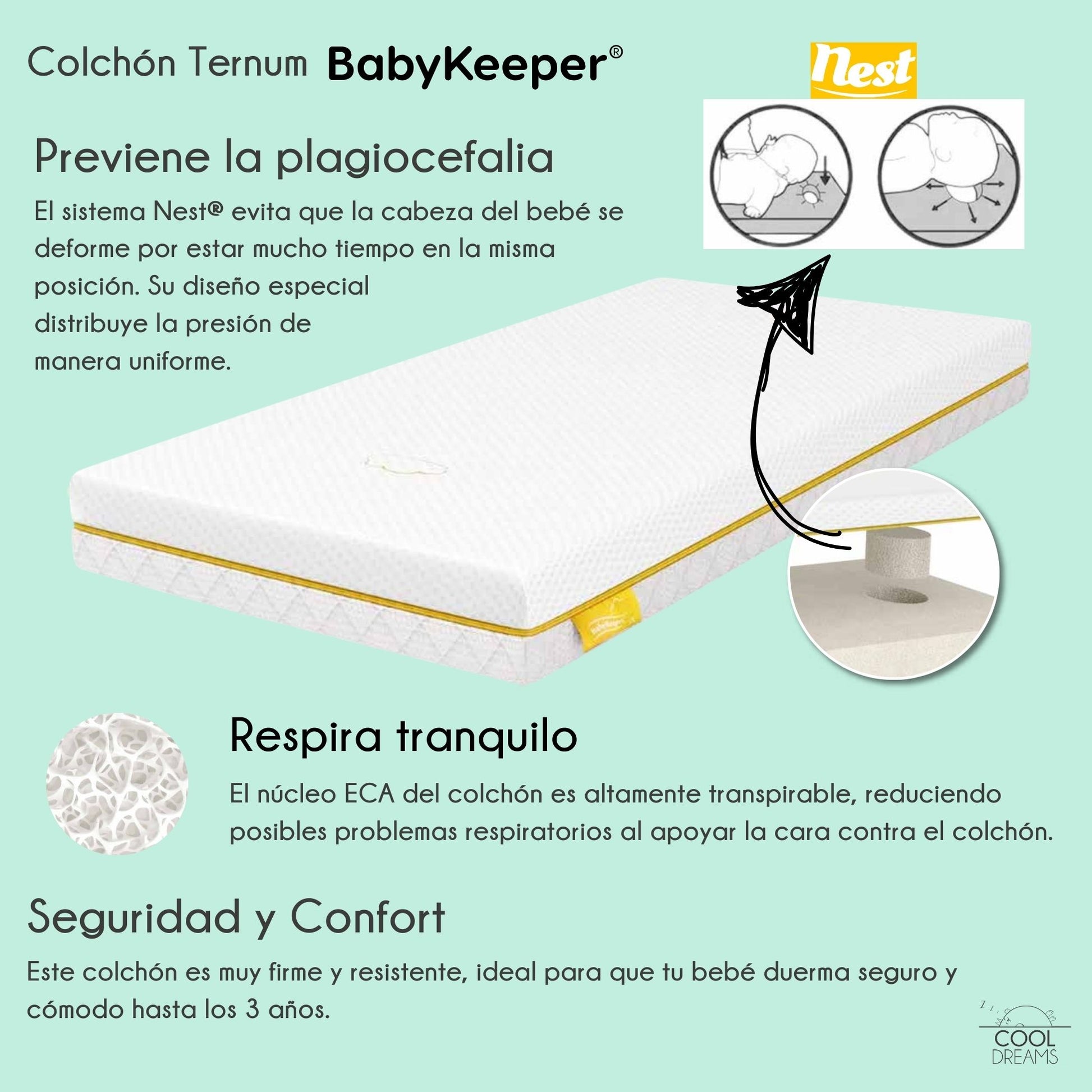 Cuna Colecho Bebé Laponia Color Natural 120x60 Cm, De Madera De Haya, Con Colchón Ternum Y 4 Ruedas Con Freno_2