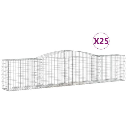 Cestas De Gaviones 25 Uds Forma De Arco Hierro 400x50x80/100 Cm_0