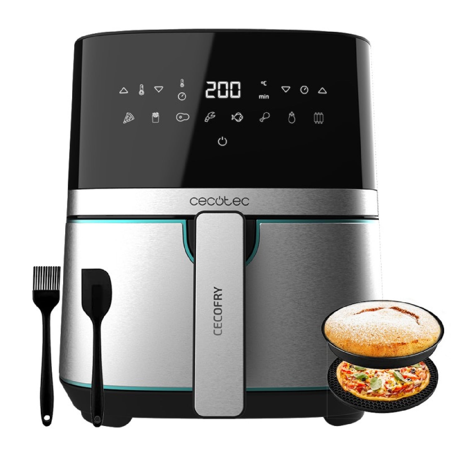 Freidora Sin Aceite De Aire Cecofry Full Inox 5500 Accesorios. Dietética Y Digital, 1450 W Nominal, 1600 W Máxima, 5l Volumen, 5,5l Área De Cocinado_0