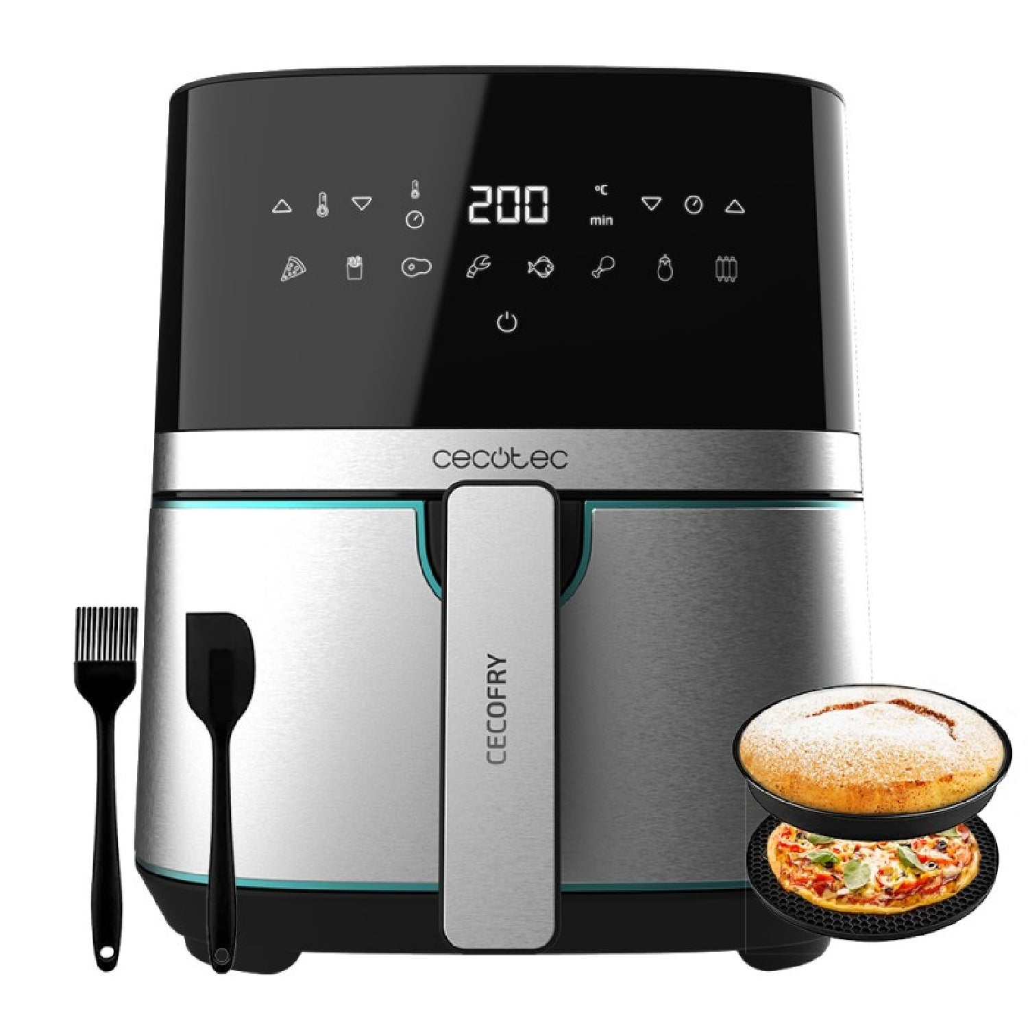 Freidora Sin Aceite De Aire Cecofry Full Inox 5500 Accesorios. Dietética Y Digital, 1450 W Nominal, 1600 W Máxima, 5l Volumen, 5,5l Área De Cocinado_0