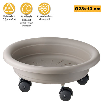 Platillo Para Maceta Con Ruedas Para Facilitar Su Traslado Ø 28 Cm Gris_2
