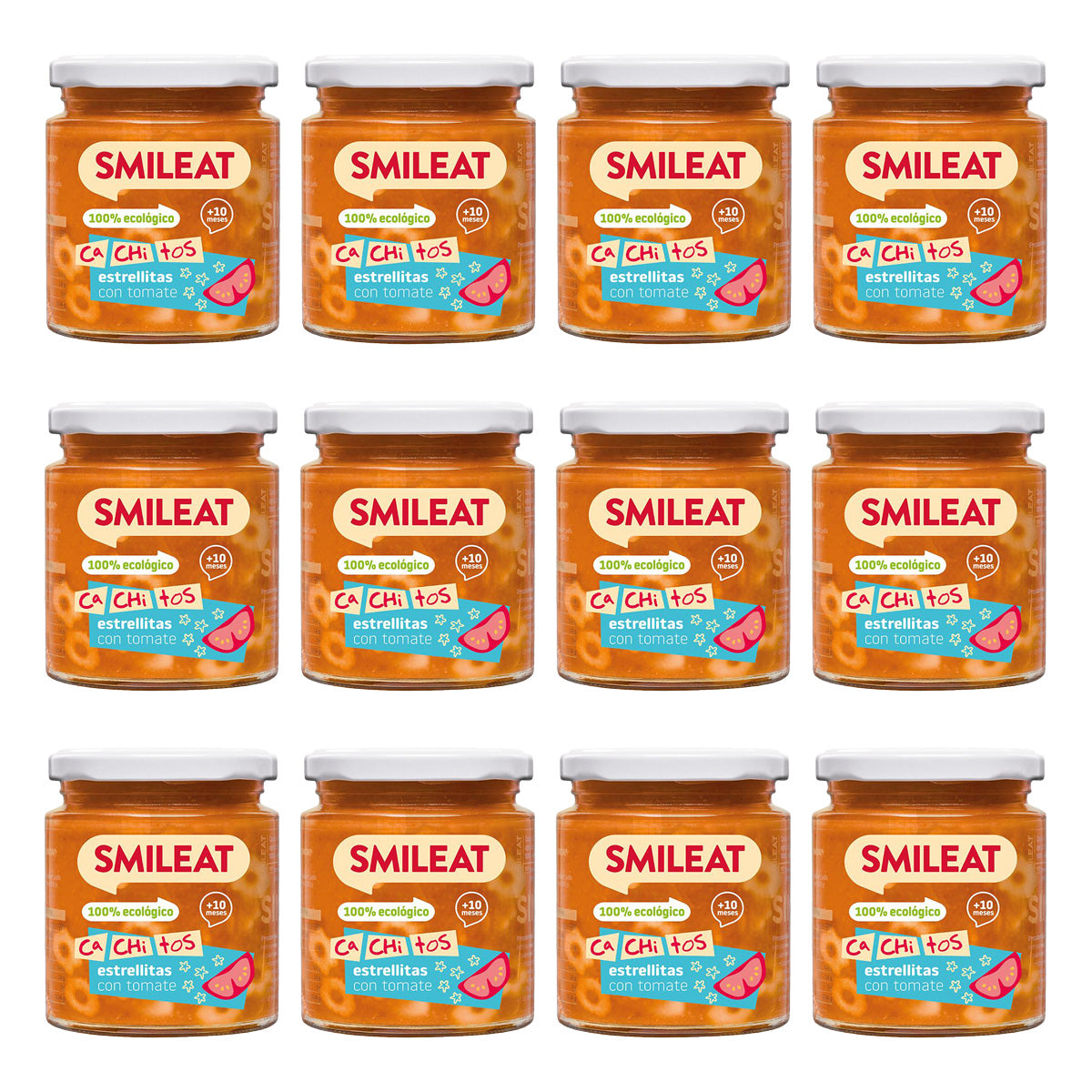 Embalagem de 12 frascos de massa com tomate biológico CA CHI TOS Smileat, 230g