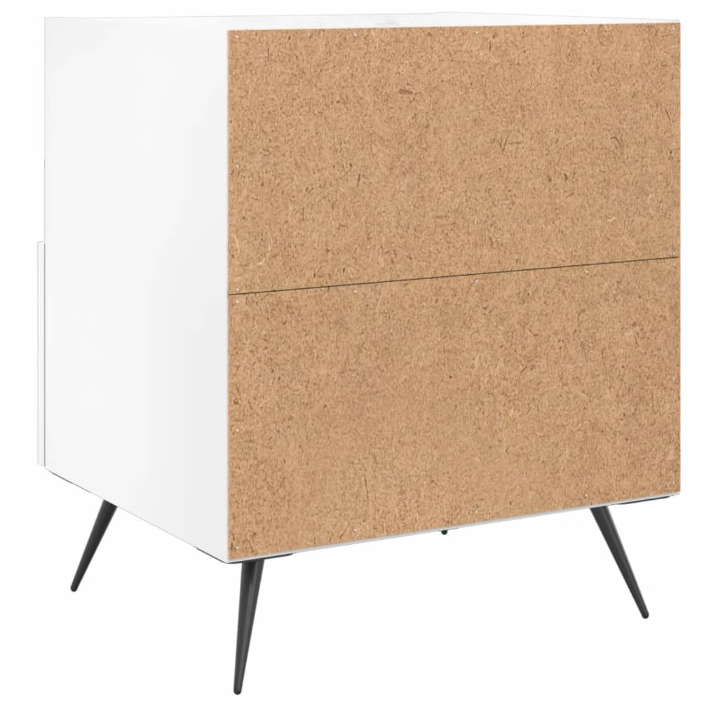 Mesita De Noche Madera De Ingeniería Blanco Brillo 40x35x47,5cm_4
