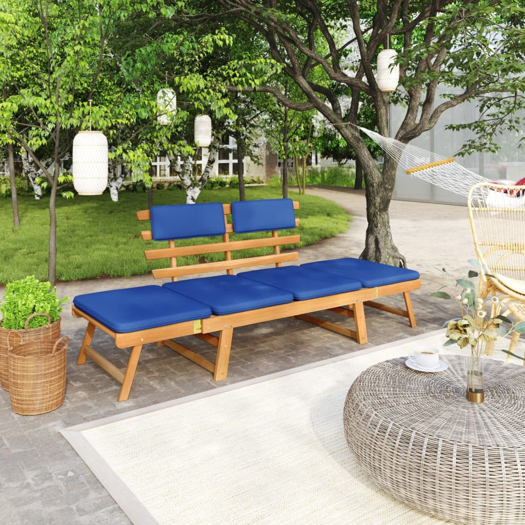 Vidaxl Banco De Jardín Con Cojines 2 En 1 190 Cm Madera Maciza Acacia_1