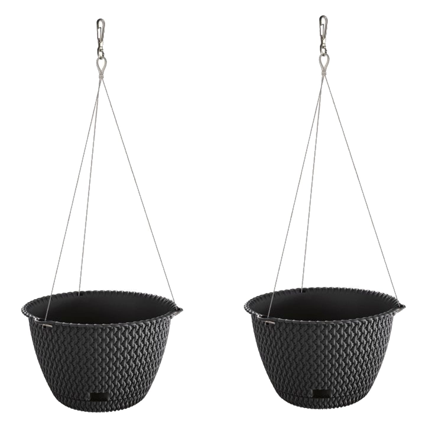 2x Maceta Redonda Colgante 3l Prosperplast Splofy De Plastico En Color Antracita, Ø23 X 14,5 Cm_0