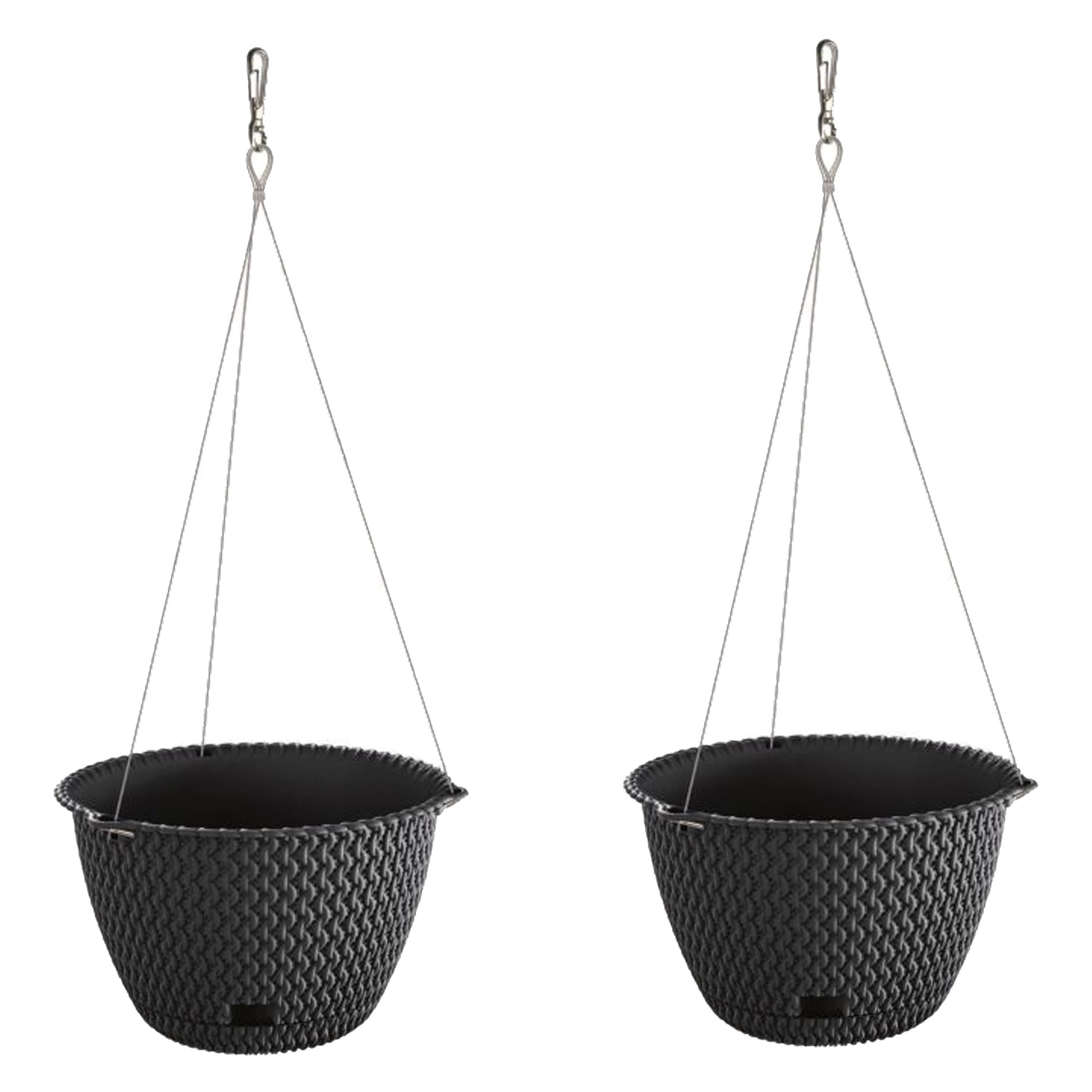 2x Maceta Redonda Colgante 3l Prosperplast Splofy De Plastico En Color Antracita, Ø23 X 14,5 Cm_0