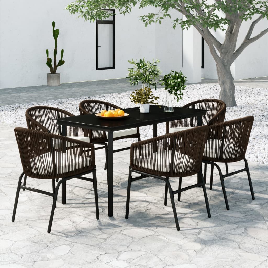 Juego De Comedor De Jardín 7 Piezas Marrón / Vetonek_5