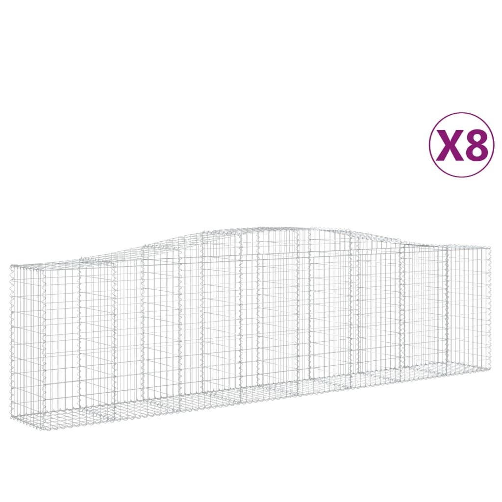 Cestas De Gaviones 8 Uds Forma De Arco Hierro 400x50x100/120 Cm_0