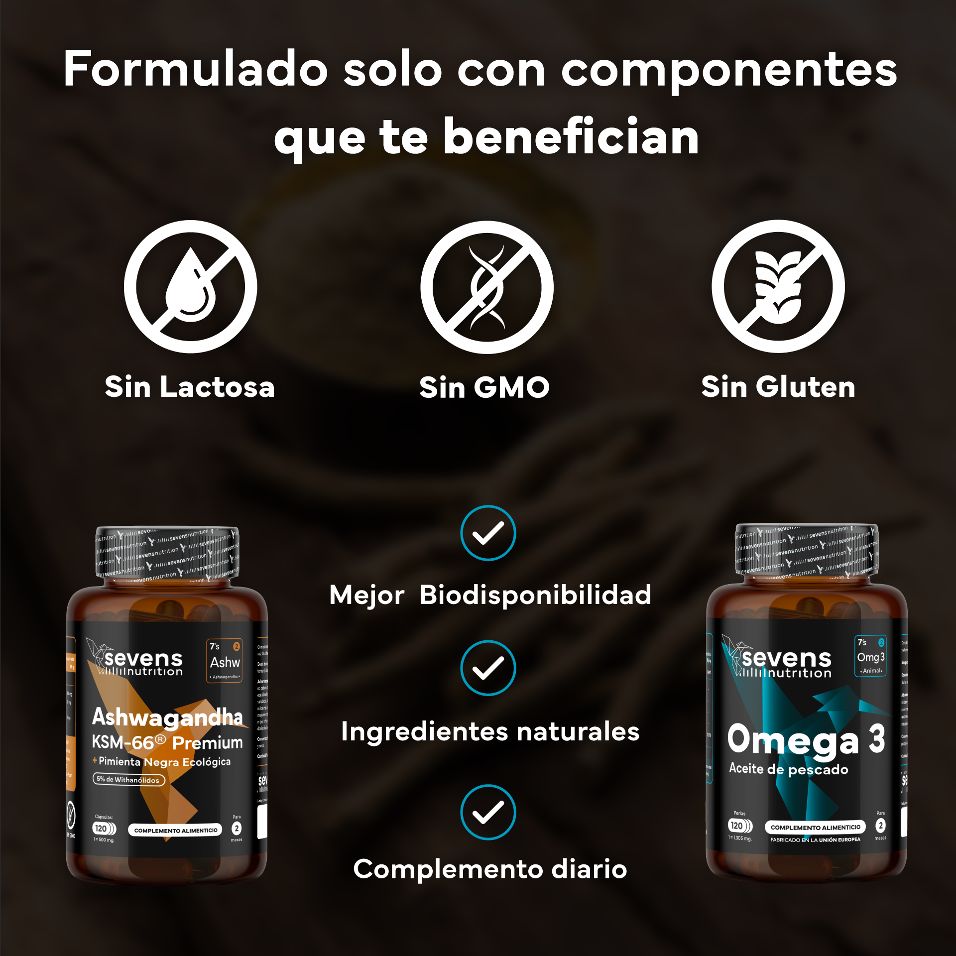 Ashwagandha Ksm-66® Pura + Omega 3 Premium Omegatex®. Sevens Nutrition. Equilibrio Mental, Energía Y Bienestar Integral_3