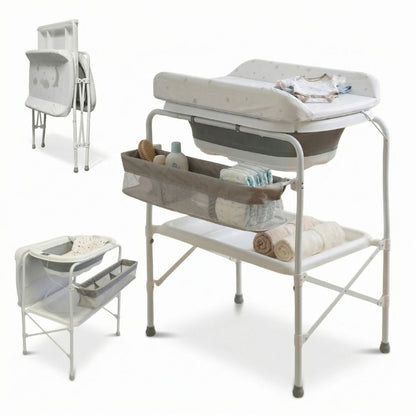 Bathby | Bañera Bebé 5 En 1 Plegable Con Soporte, Cojín Antideslizante, Cambiador (gris Pro)_0