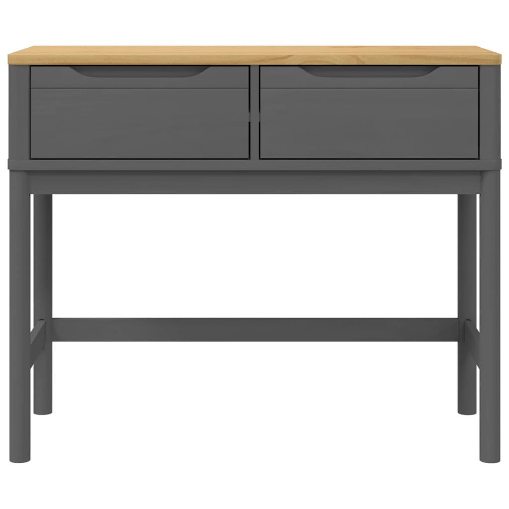 Mesa Consola Floro Madera Maciza De Pino Gris 89,5x36,5x73 Cm_3