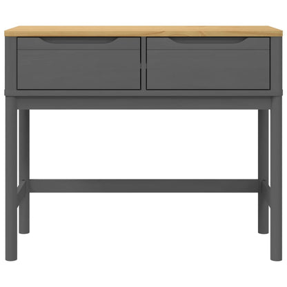 Mesa Consola Floro Madera Maciza De Pino Gris 89,5x36,5x73 Cm_3