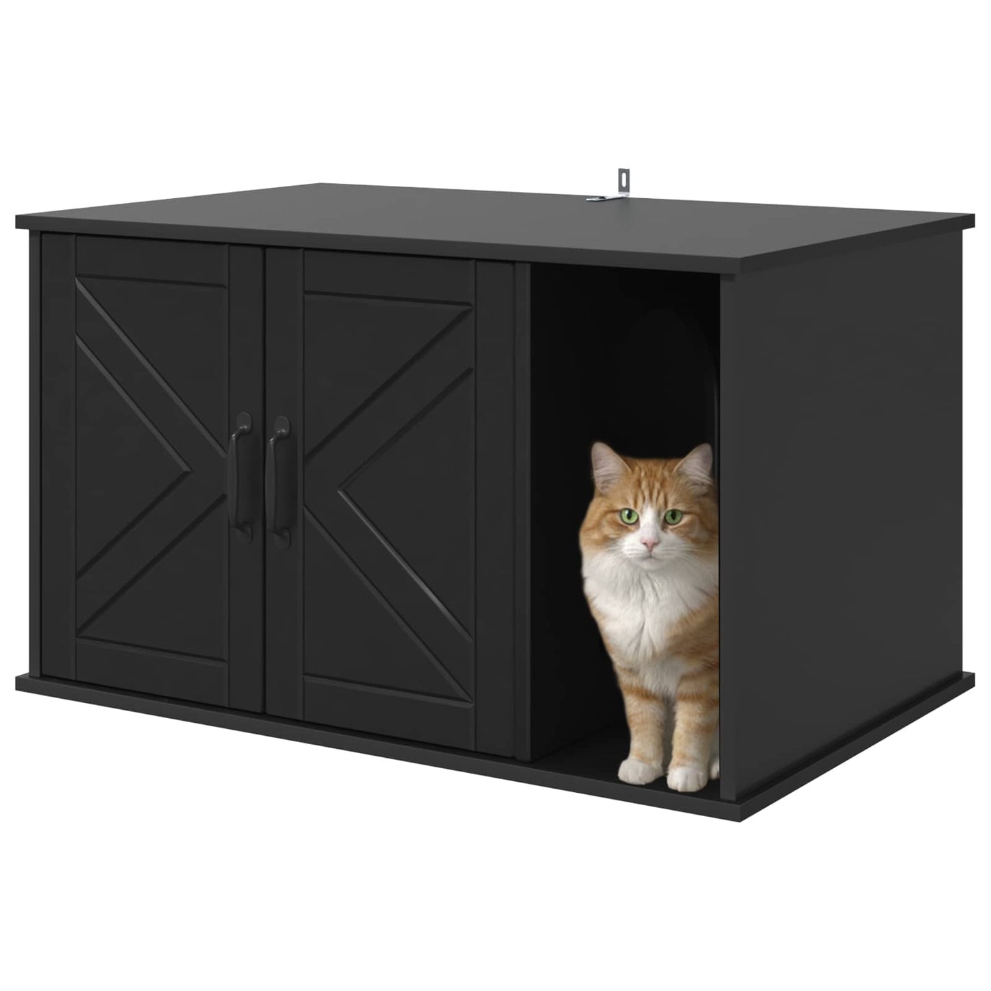 Casa Para Gatos Negro 85 X 55 X 50 Cm Madera De Ingeniería_2