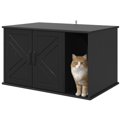 Casa Para Gatos Negro 85 X 55 X 50 Cm Madera De Ingeniería_2