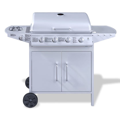 Vidaxl Barbacoa De Gas Plateada Con 4+1 Quemadores, De Acero Inoxidable_2
