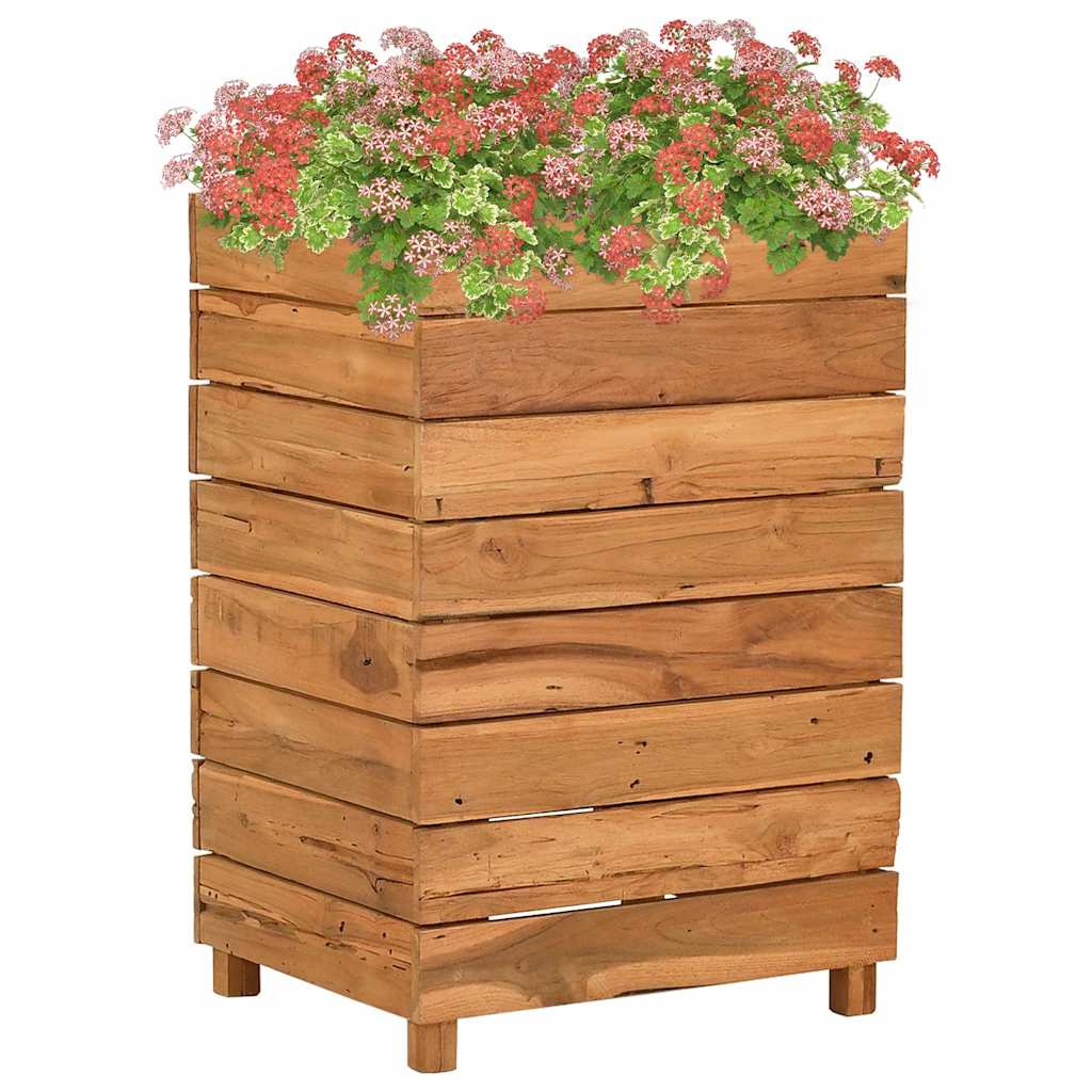 Arriate Elevado Madera De Teca Reciclada Y Acero 50x40x72 Cm_1